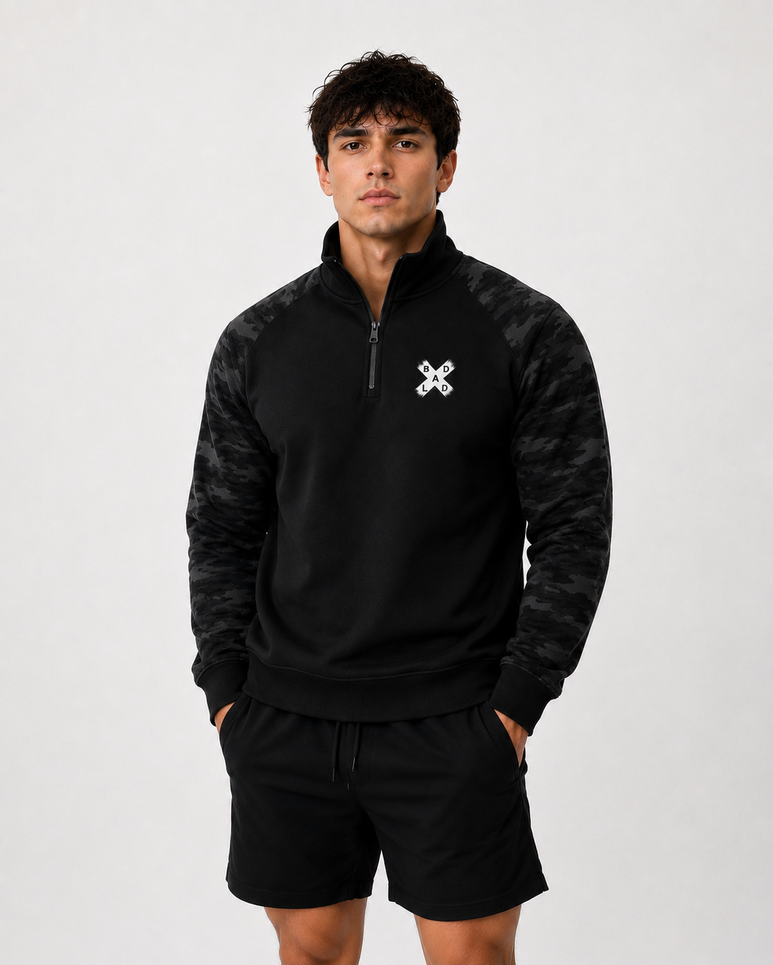 Black camo quarter zip jacket